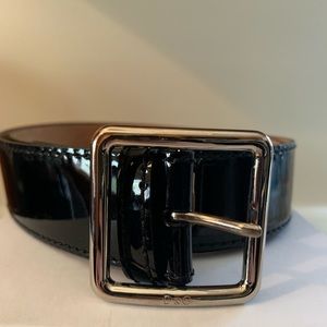 D&G Dolce and Gabbana black patent leather belt